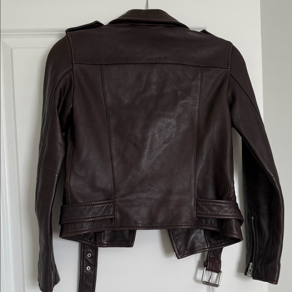 All Saints Dark Balfern Brown Leather Jacket - Picture 10 of 13